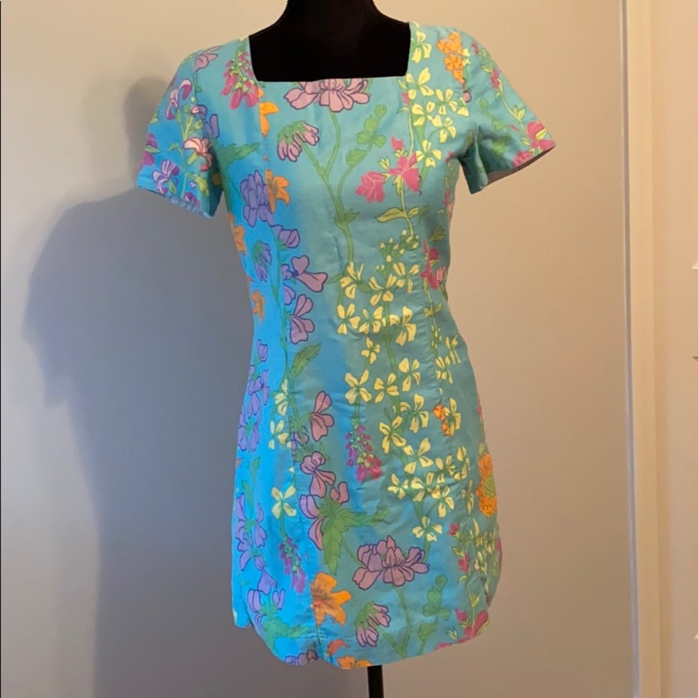 VINTAGE 1990 LILLY PULITZER Floral Skater Dress
